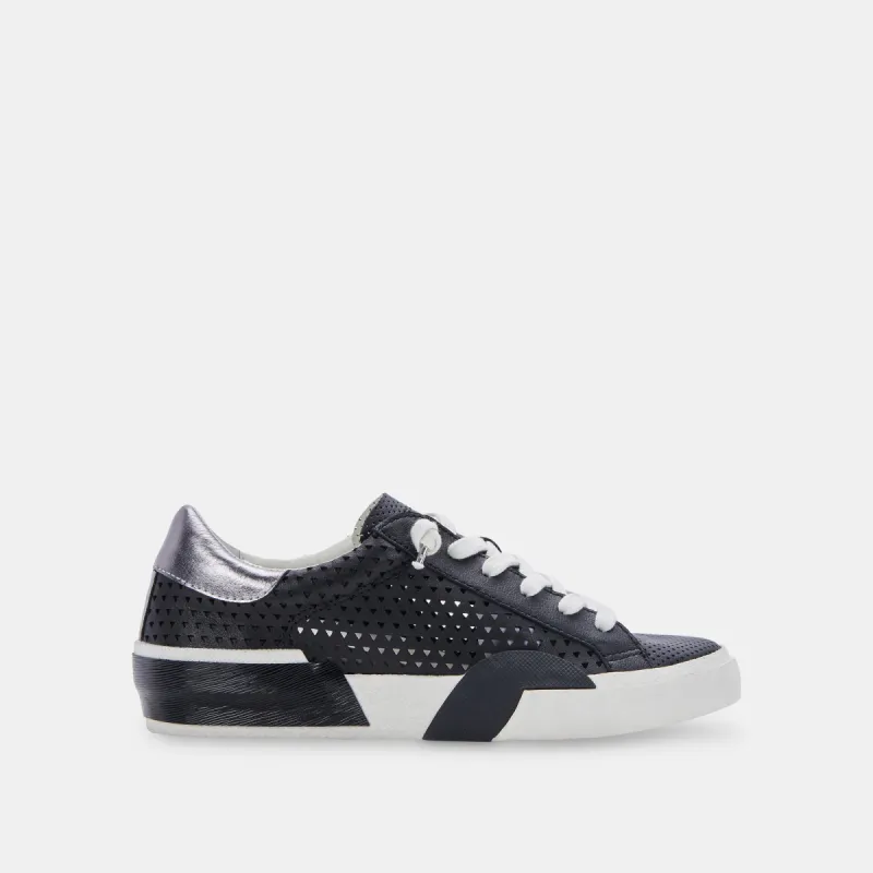 ZINA PERFORATED SNEAKERS BLACK PERFORATED LEATHER - re:vita sold by Dolce Vita
