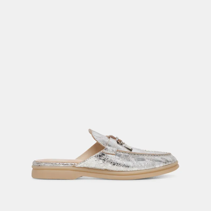 LASAIL FLATS SILVER DISTRESSED LEATHER sold by Dolce Vita