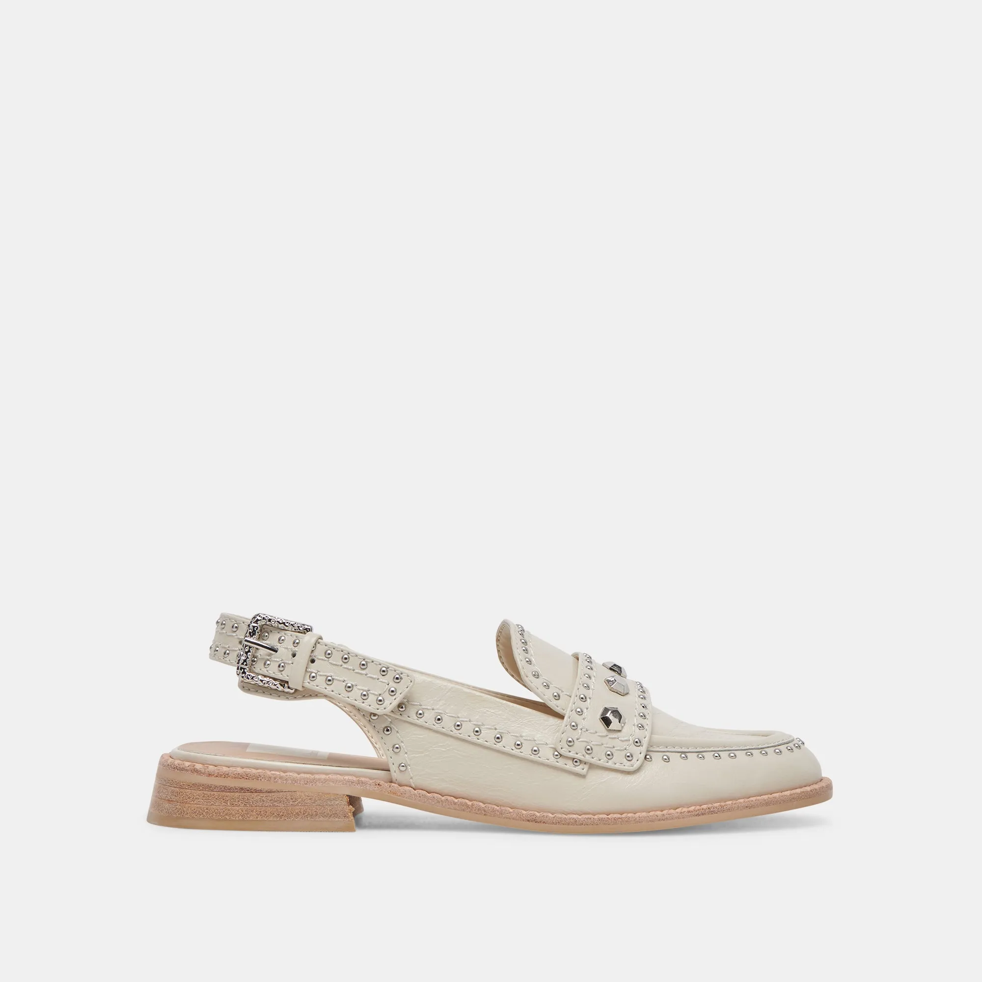 HARDI STUD LOAFERS IVORY CRINKLE PATENT sold by Dolce Vita