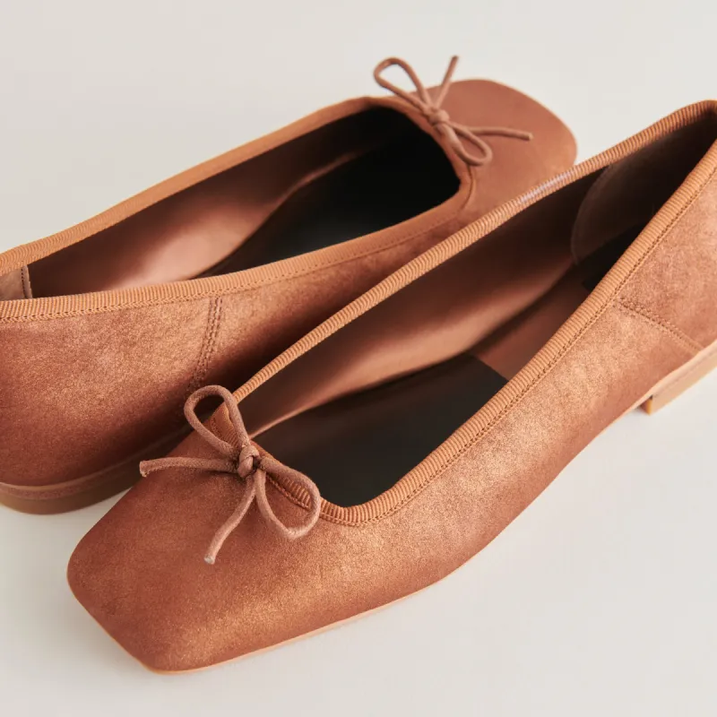 ANISA BALLET FLATS COPPER METALLIC SUEDE sold by Dolce Vita