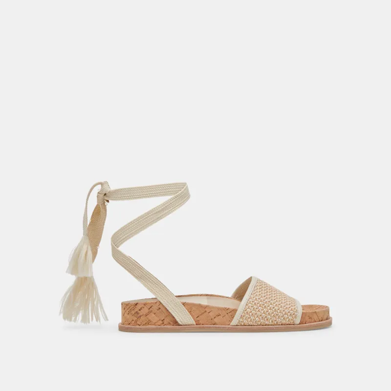 SALACY SANDALS WHITE NATURAL RAFFIA sold by Dolce Vita