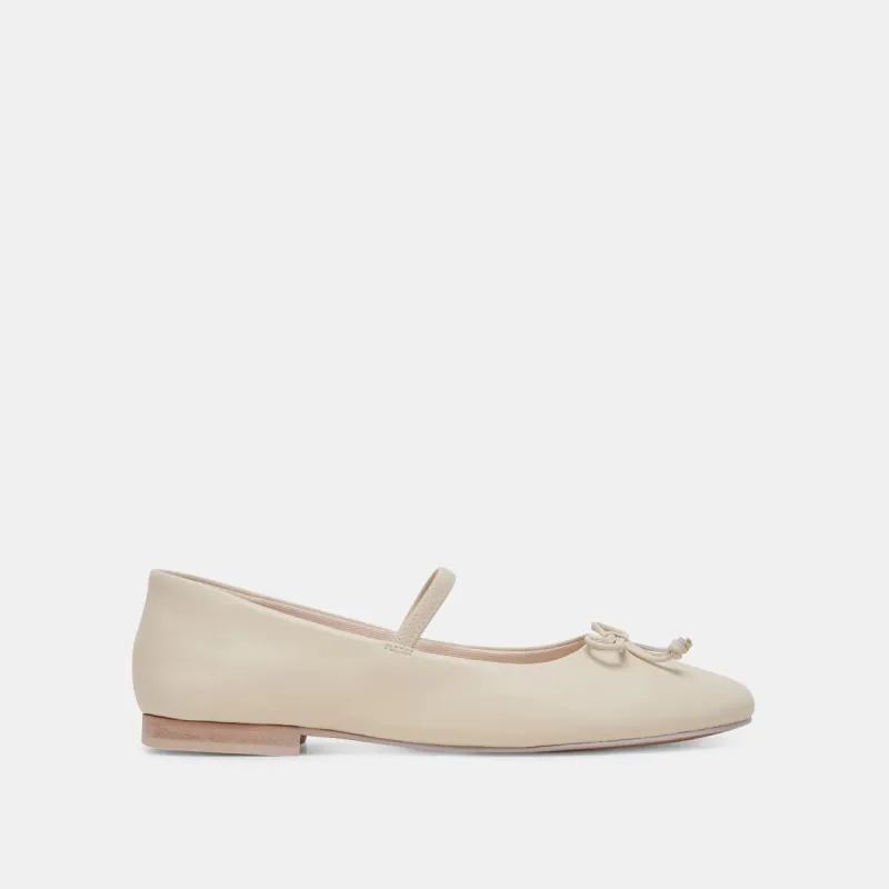CARIN BALLET FLATS IVORY LEATHER sold by Dolce Vita