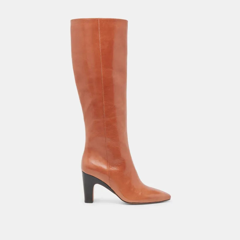 NELAS WIDE CALF BOOTS COGNAC LEATHER sold by Dolce Vita