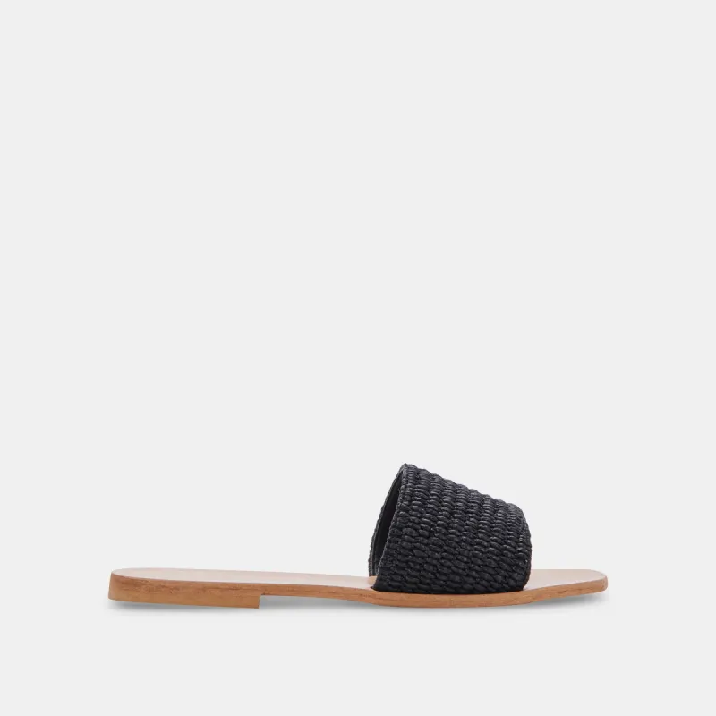 BELLE SANDALS BLACK RAFFIA sold by Dolce Vita