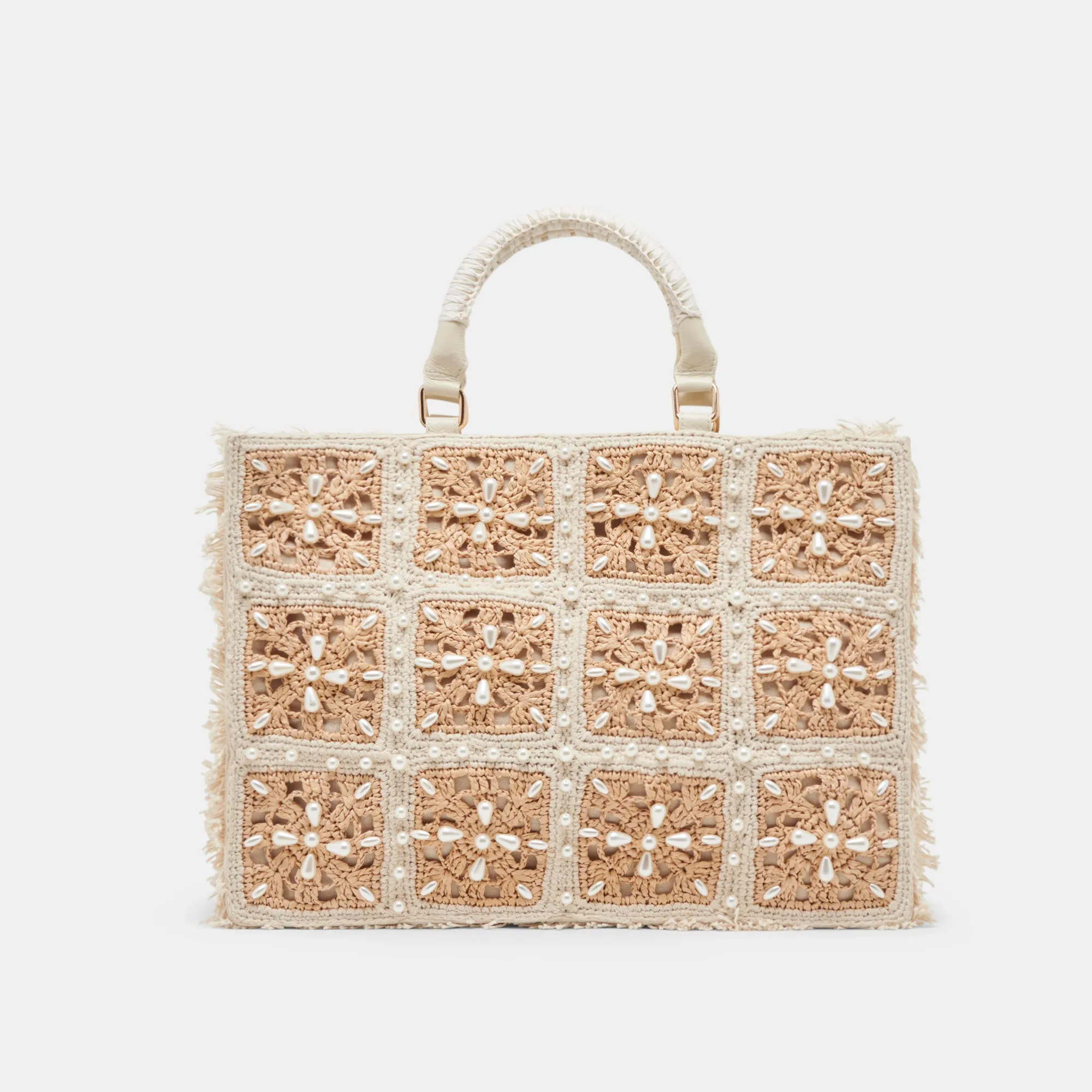 LOTTIE TOTE NATURAL PEARL RAFFIA sold by Dolce Vita