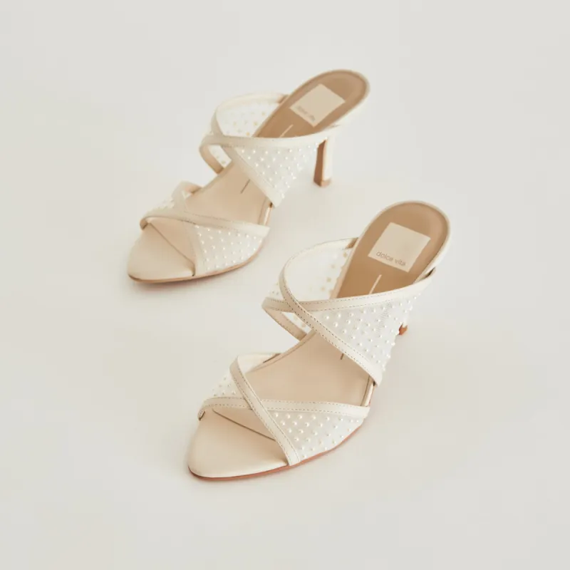 MANDEL PEARL HEELS IVORY MESH sold by Dolce Vita