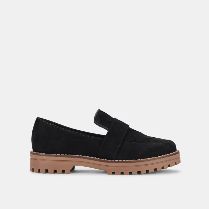 AUBREE WOVEN FLATS BLACK NUBUCK sold by Dolce Vita