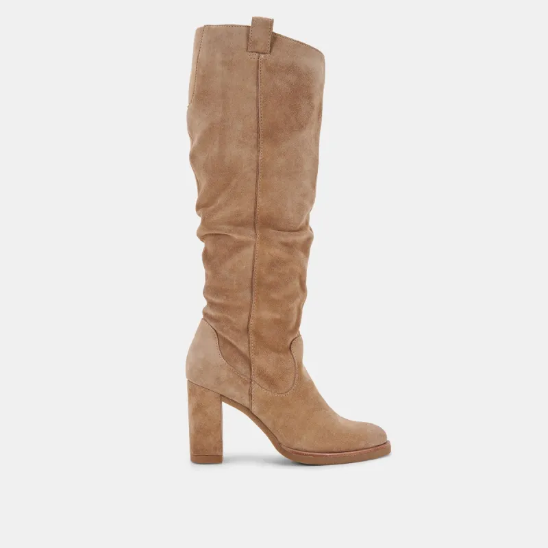 SARIE BOOTS TRUFFLE SUEDE sold by Dolce Vita
