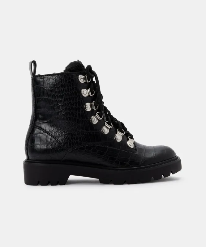 PUCK BOOTIES NOIR CROCO PRINT STELLA sold by Dolce Vita