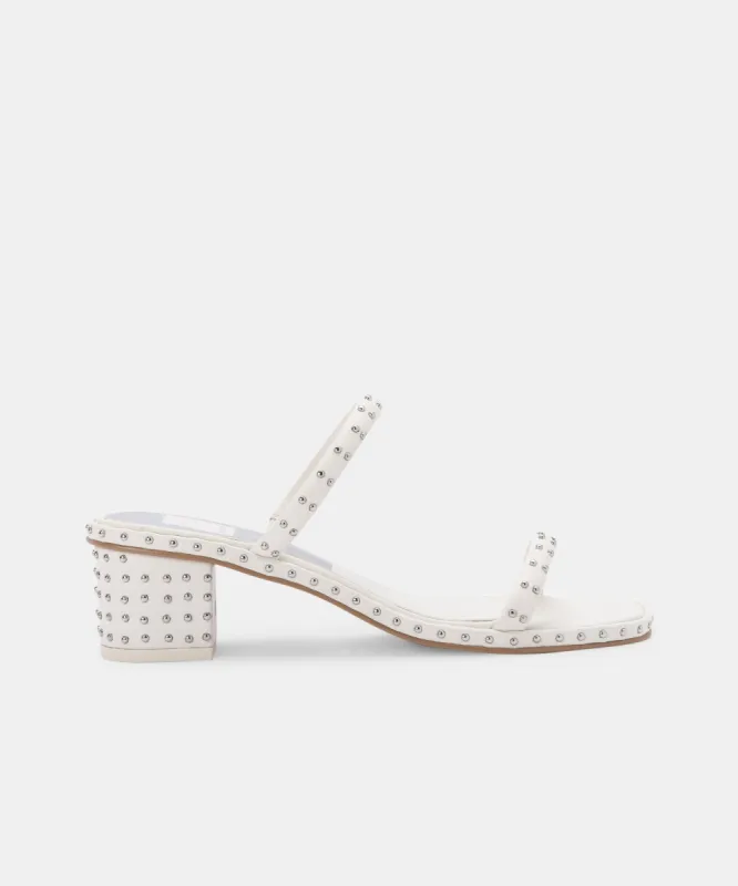 RIYA STUDDED WIDE SANDALS OFF WHITE LEATHER sold by Dolce Vita