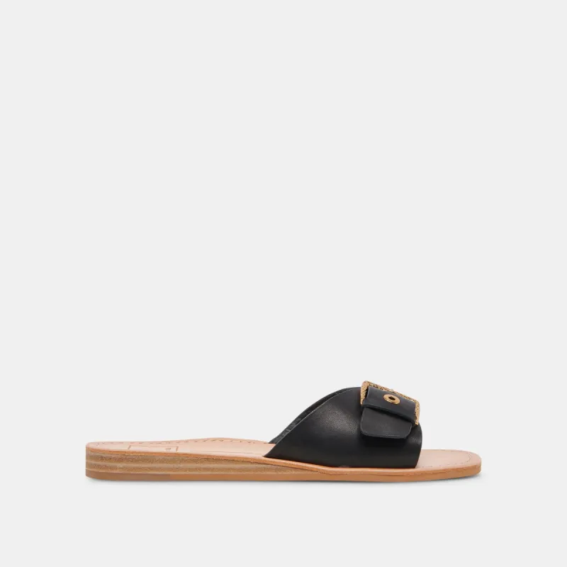 CABANA SANDALS BLACK LEATHER sold by Dolce Vita