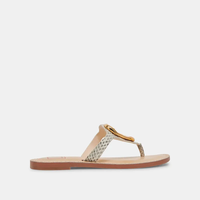 WAKYA SANDALS GREY WHITE EMBOSSED LEATHER sold by Dolce Vita