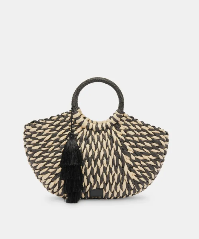 ESTELLE HANDBAG BLACK NATURAL RAFFIA sold by Dolce Vita