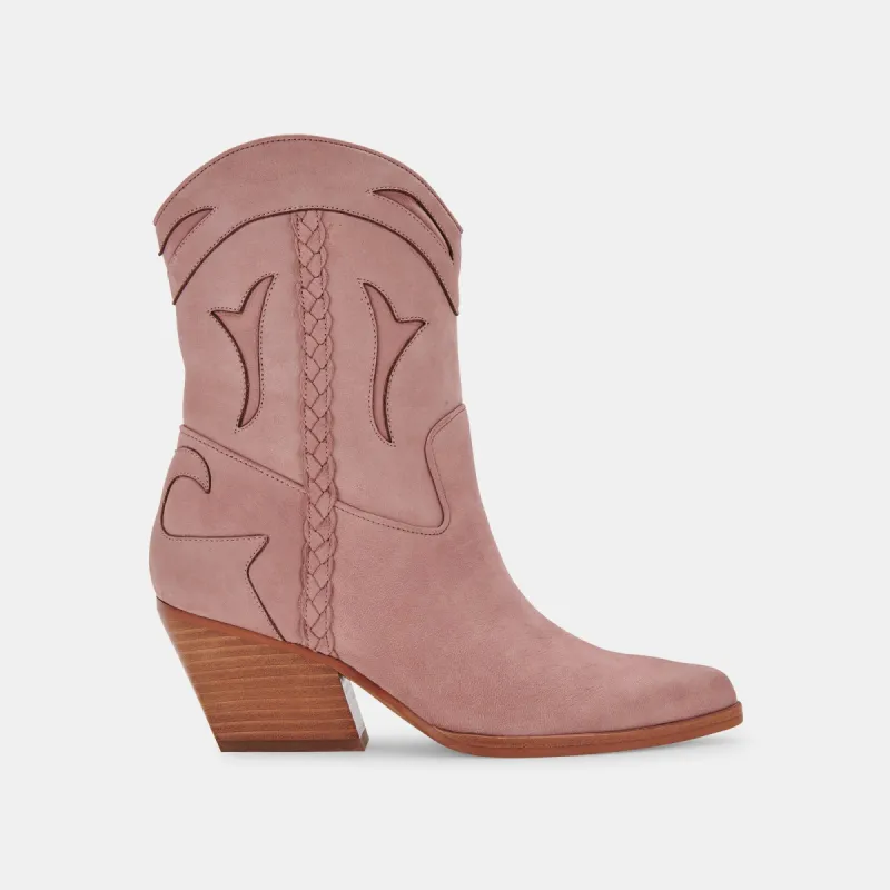 LORAL BOOTIES ROSE NUBUCK sold by Dolce Vita
