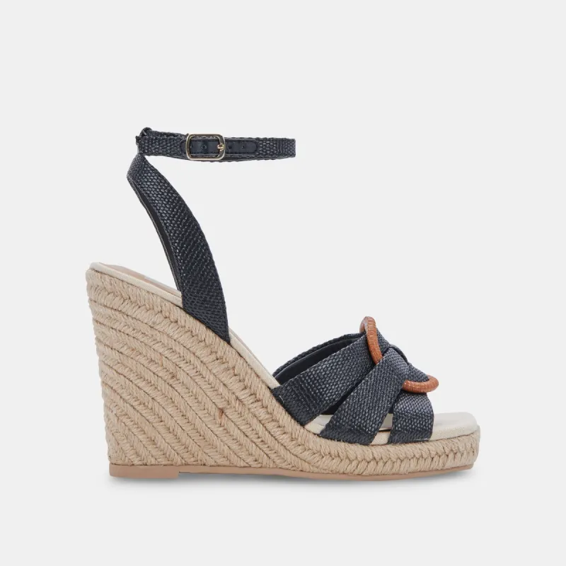 MAZE WEDGES BLACK RAFFIA sold by Dolce Vita