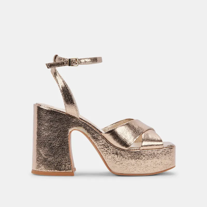 WESSI HEELS GOLD CRACKLED STELLA sold by Dolce Vita