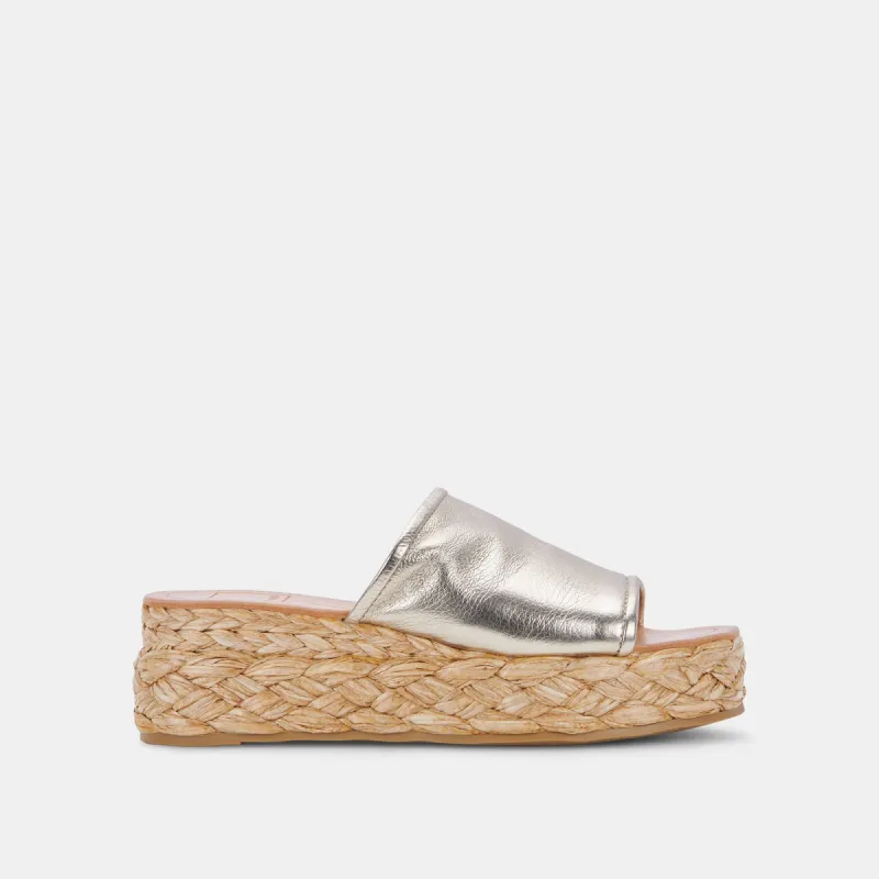 PABLOS SANDALS LIGHT GOLD METALLIC LEATHER sold by Dolce Vita
