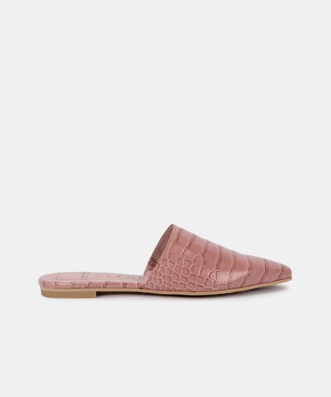 ARLA FLATS ROSE ECO CROCO LEATHER sold by Dolce Vita