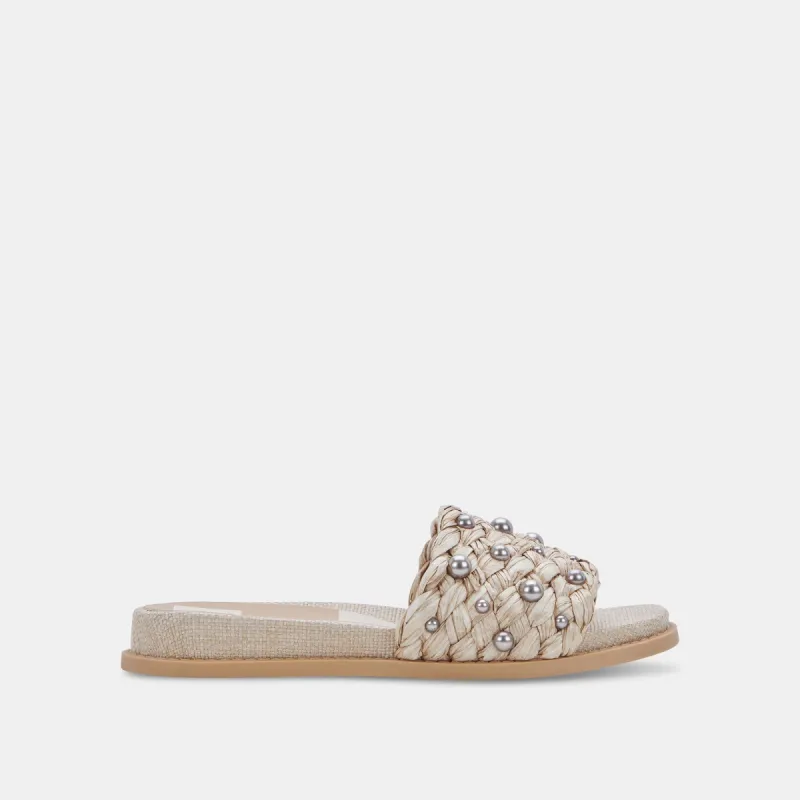 GRAZIE PEARL SANDALS OATMEAL RAFFIA sold by Dolce Vita