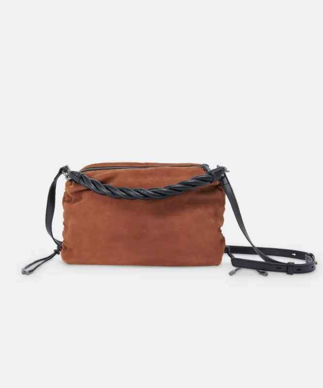 PRESTON SHOULDER/CROSSBODY PENNY BROWN NUBUCK sold by Dolce Vita