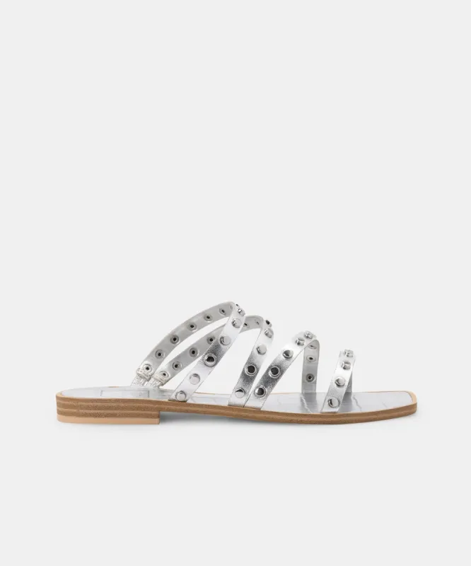 IZABEL STUDDED SANDALS SILVER METALLIC STELLA sold by Dolce Vita