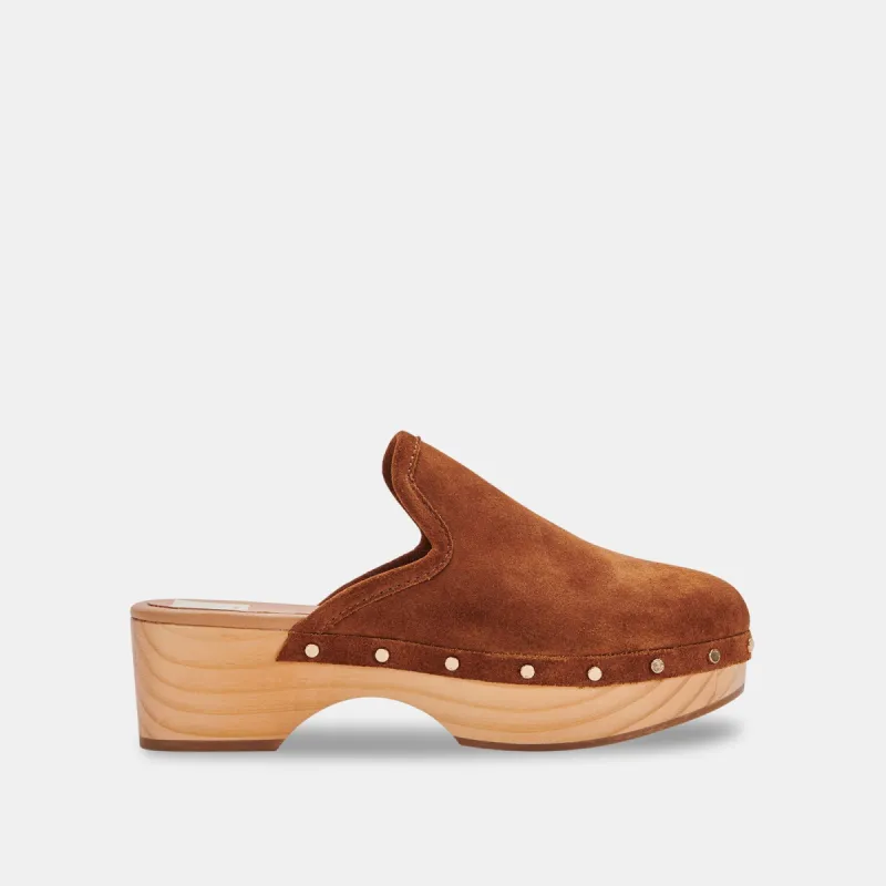 CLOSEN CLOGS COGNAC SUEDE sold by Dolce Vita