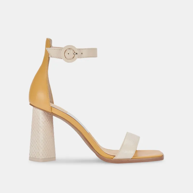 FIONNA HEELS CREAM MULTI EMBOSSED LEATHER sold by Dolce Vita