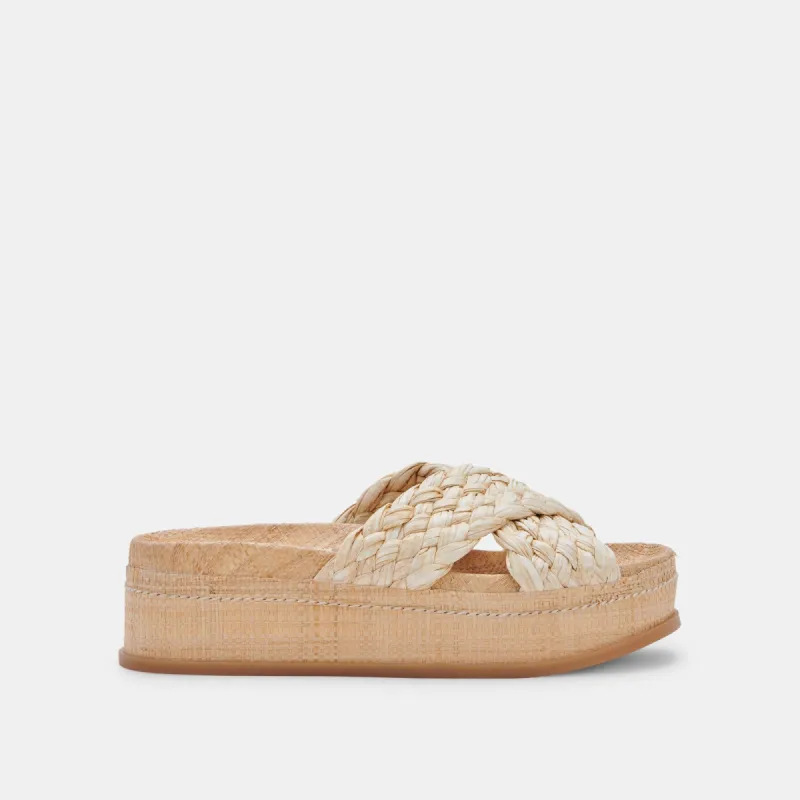WRENLY SANDALS LT NATURAL RAFFIA sold by Dolce Vita