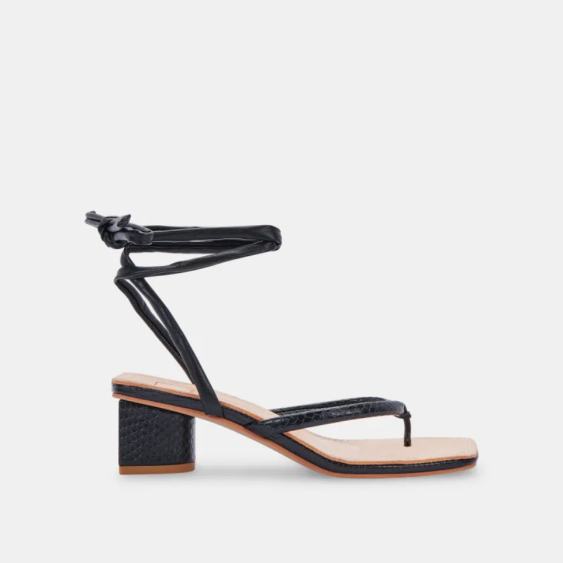 JORRY HEELS BLACK EMBOSSED STELLA sold by Dolce Vita