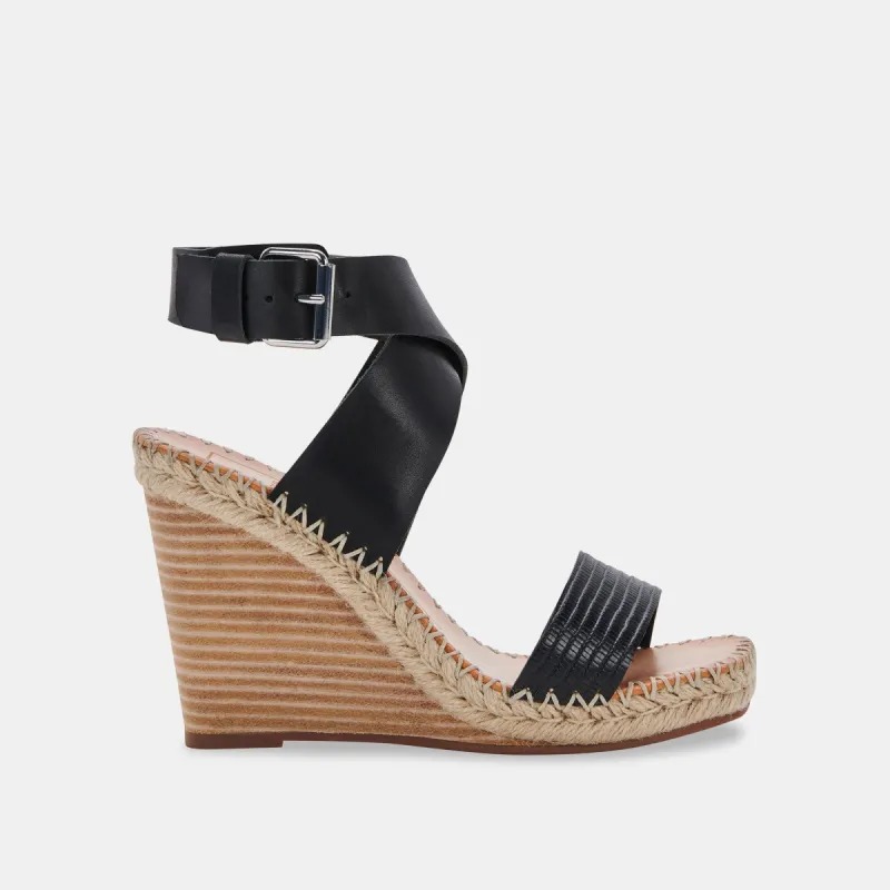 NEZZA WEDGES BLACK LEATHER sold by Dolce Vita
