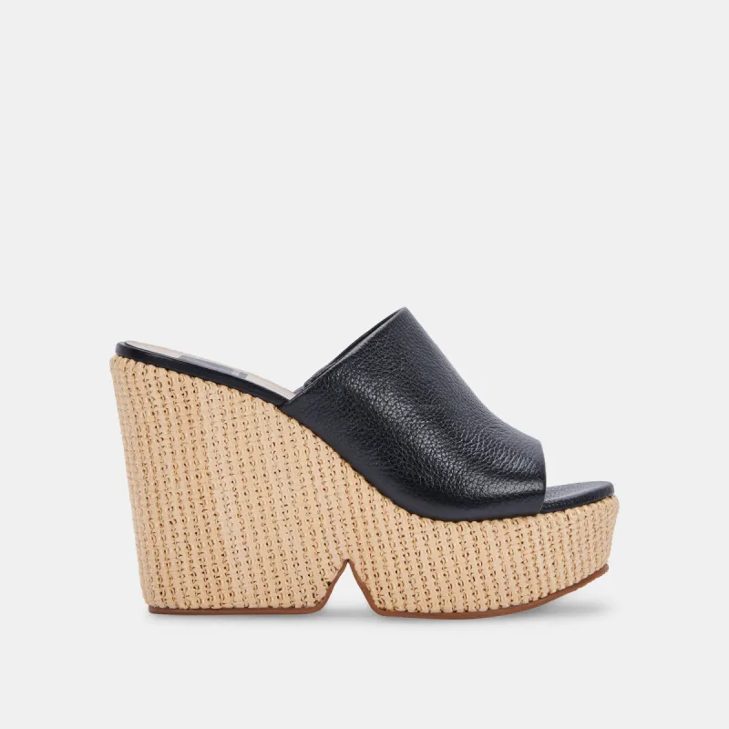 GILMA WEDGES BLACK LEATHER sold by Dolce Vita