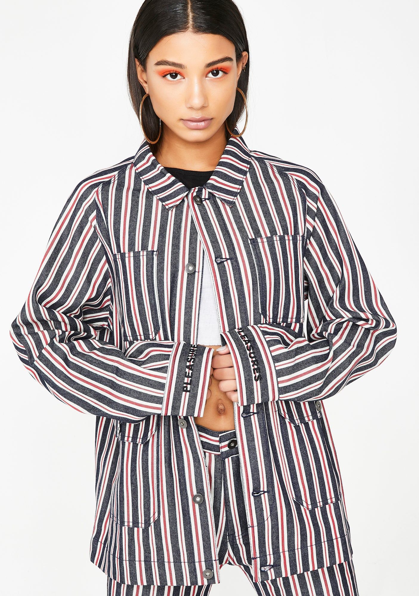 Striped Denim Utility Jacket sold by Dolls Kill product image thumbnail 5