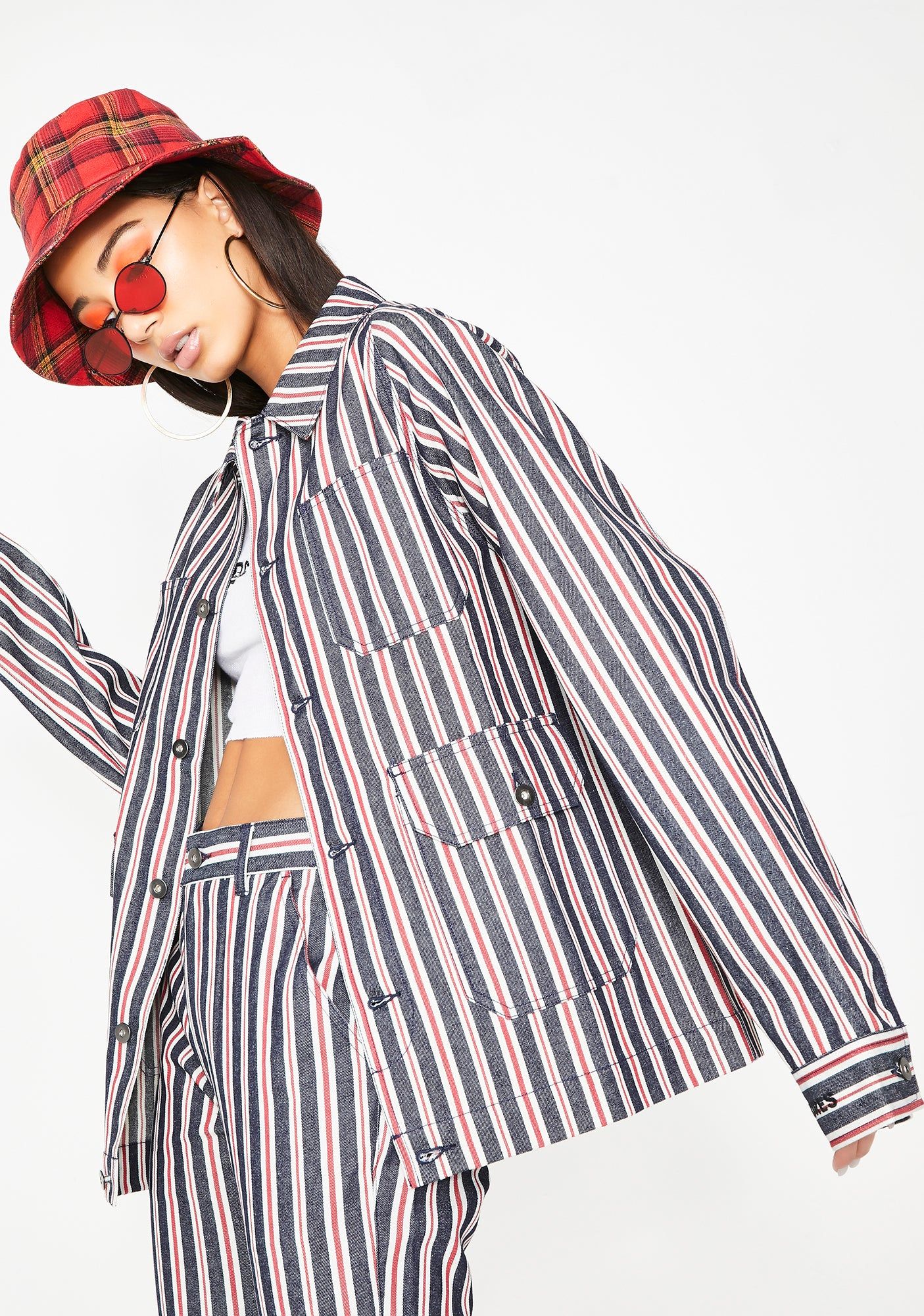 Striped Denim Utility Jacket sold by Dolls Kill product image thumbnail 2