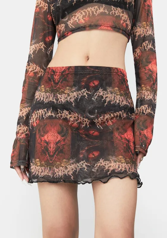 Skull Mesh Mini Skirt sold by Dolls Kill