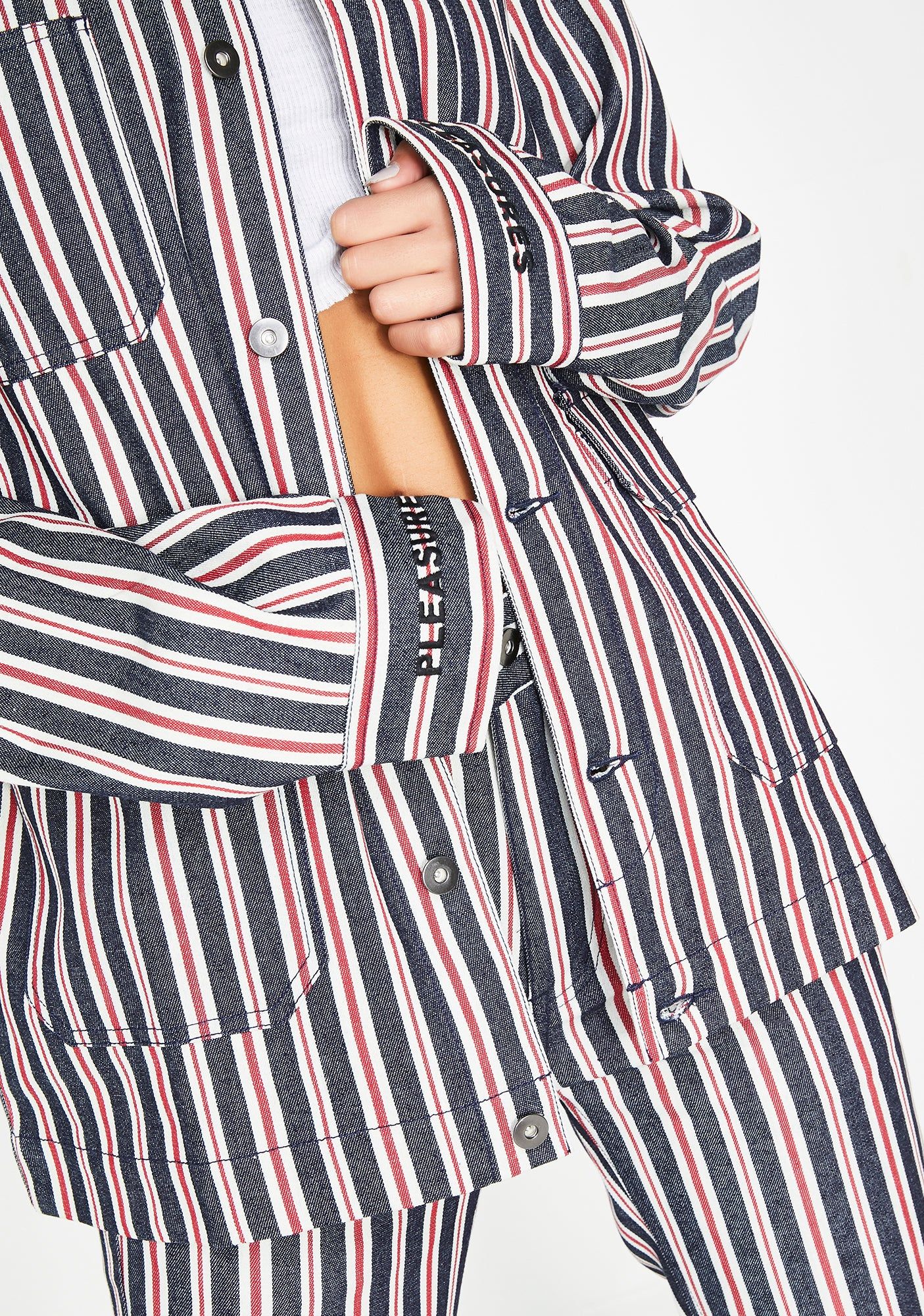 Striped Denim Utility Jacket sold by Dolls Kill product image thumbnail 3