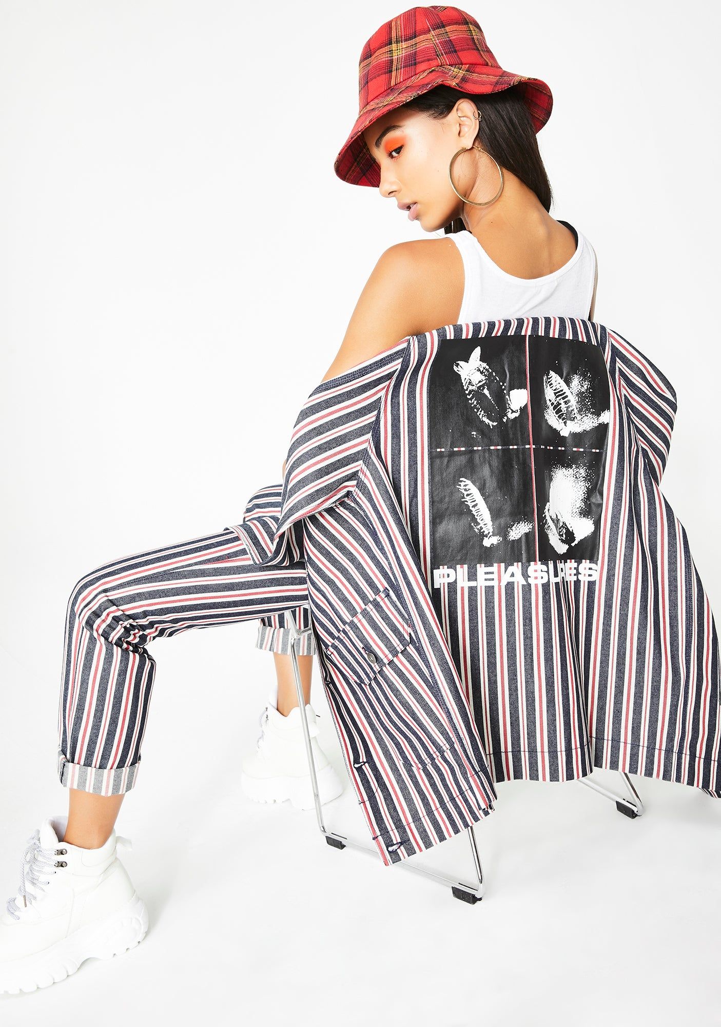 Striped Denim Utility Jacket sold by Dolls Kill product image thumbnail 4