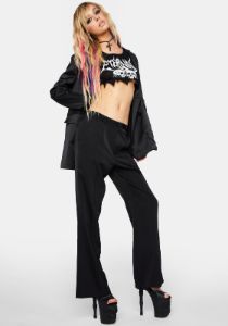 I Mean Business Flare Trousers sold by Dolls Kill