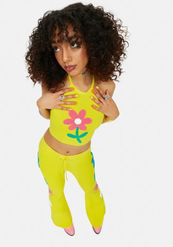 Summer Bummer Babe Daisy Crochet Halter Top sold by Dolls Kill