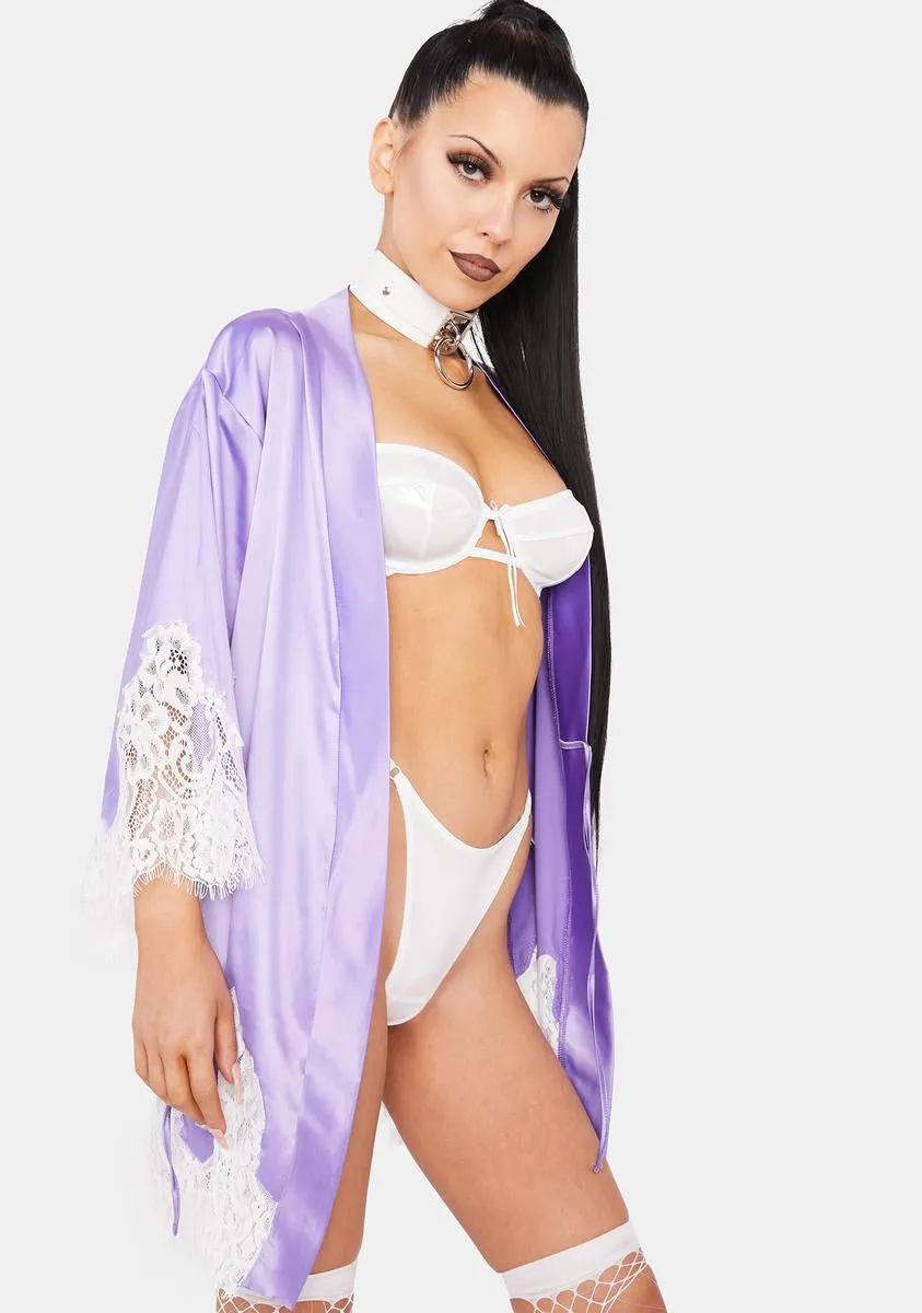 Lavender Lay Me Down Satin Robe sold by Dolls Kill product image thumbnail 2