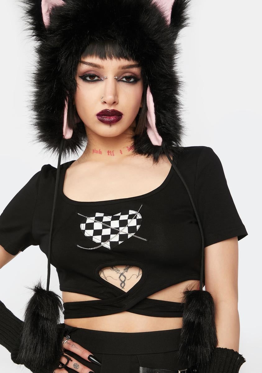 Punk Locomotive Check Heart Crop Top sold by Dolls Kill
