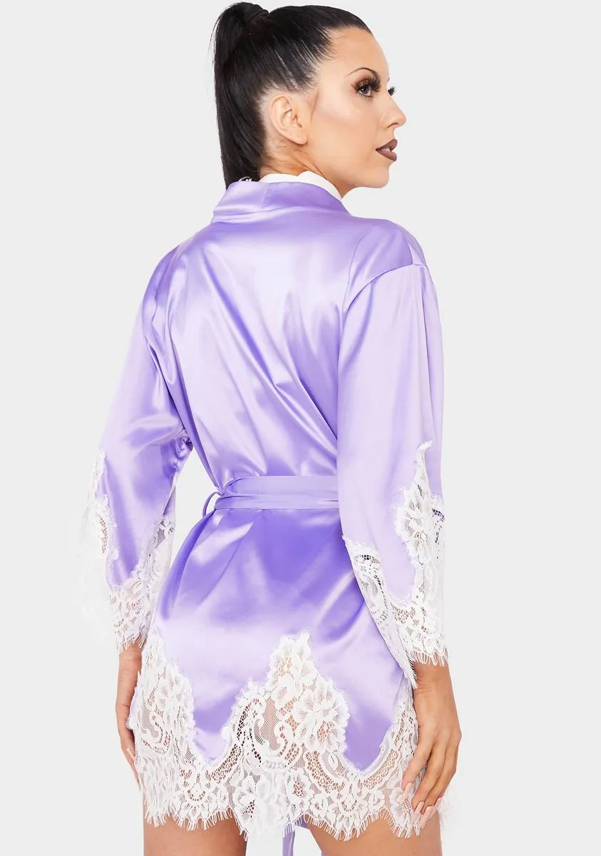 Lavender Lay Me Down Satin Robe sold by Dolls Kill product image thumbnail 4
