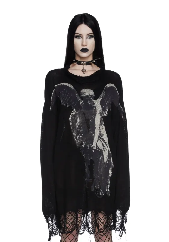 Winged Defeat Oversized Sweater sold by Dolls Kill