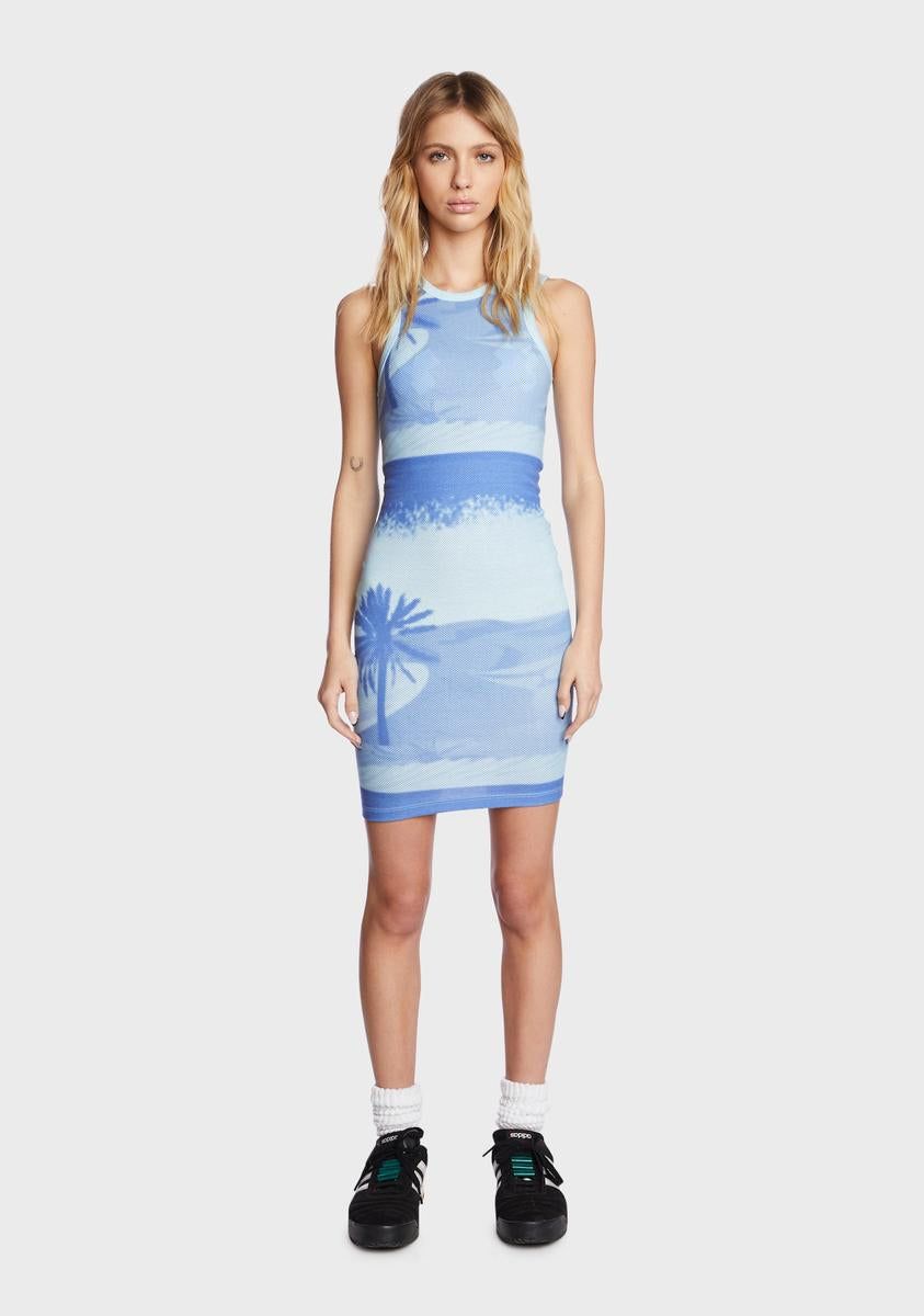 Blue Polarised Print Tank Mini Dress sold by Dolls Kill