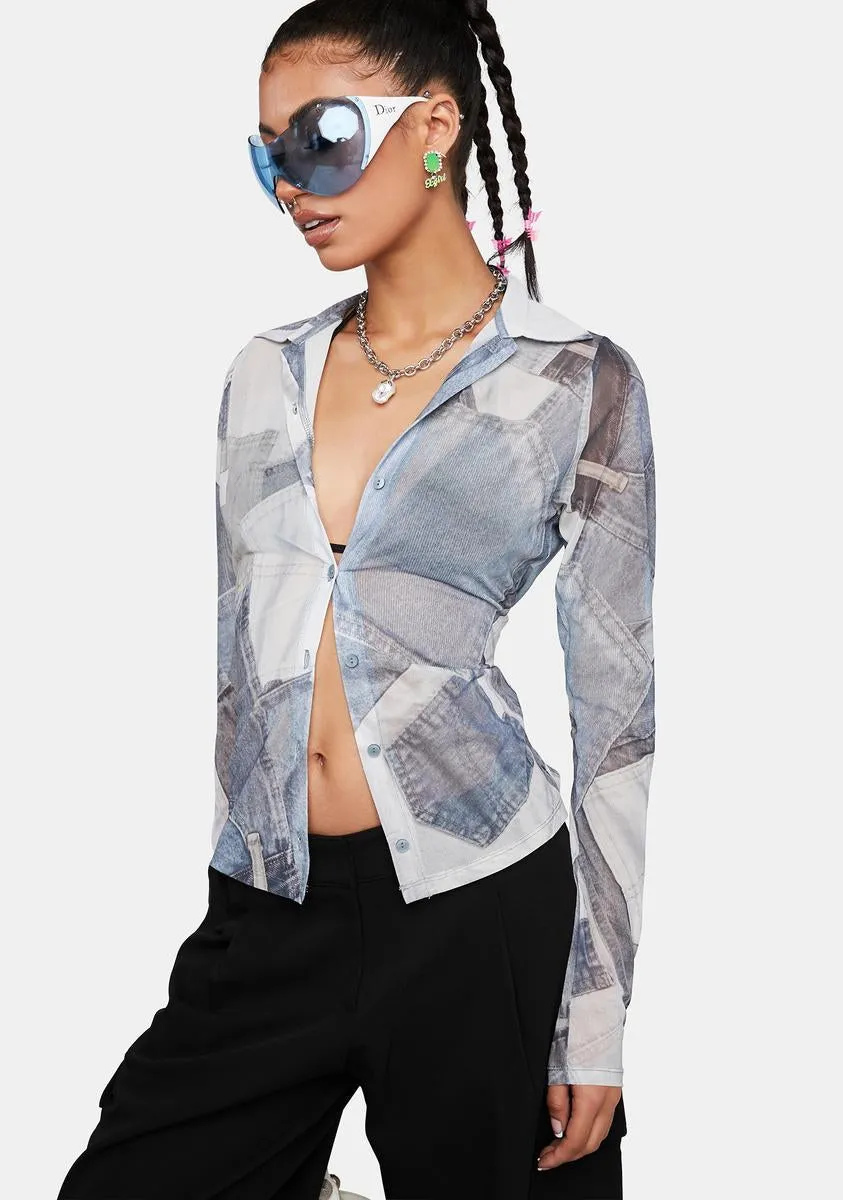 Denim Pocket Phole Button Up Top sold by Dolls Kill product image thumbnail 2