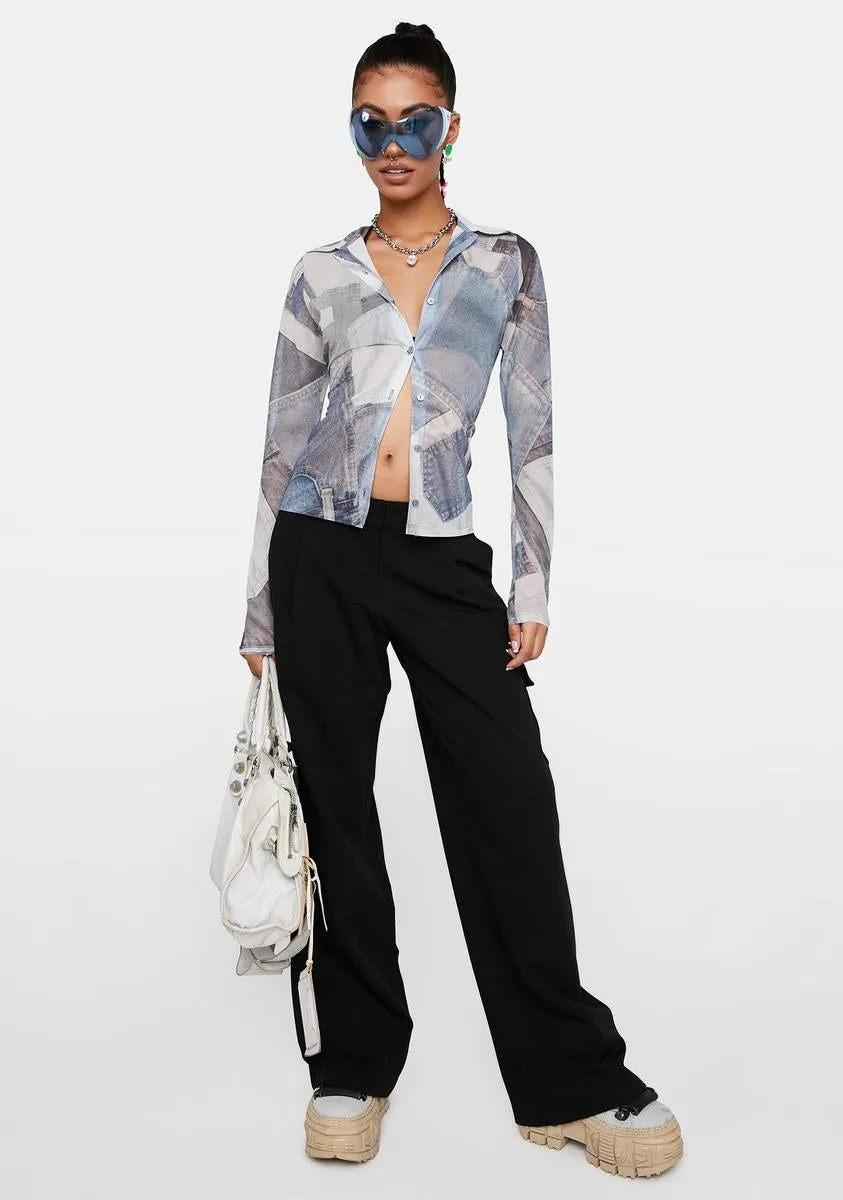 Denim Pocket Phole Button Up Top sold by Dolls Kill product image thumbnail 3