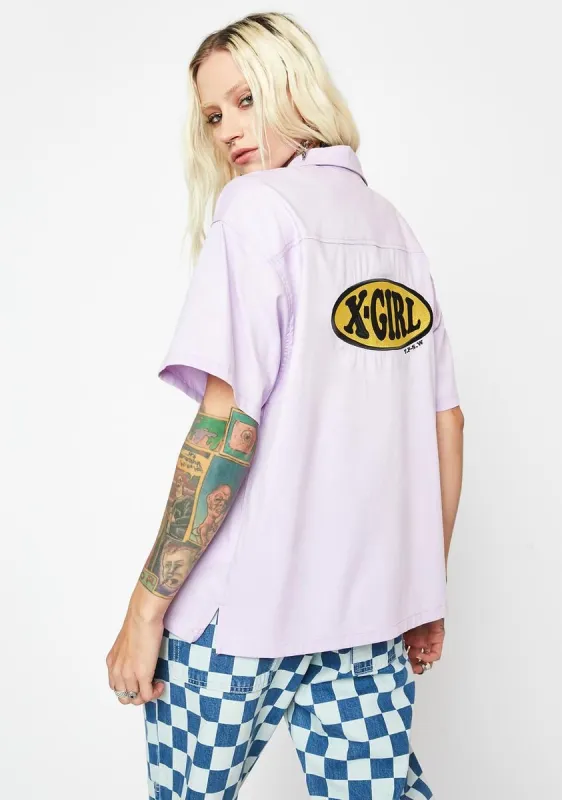 Oval Logo Open Collar Shirt sold by Dolls Kill