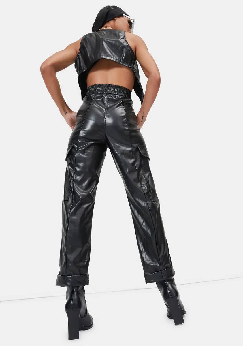 Baddie In Charge Vegan Leather Cargo Pants sold by Dolls Kill product image thumbnail 4