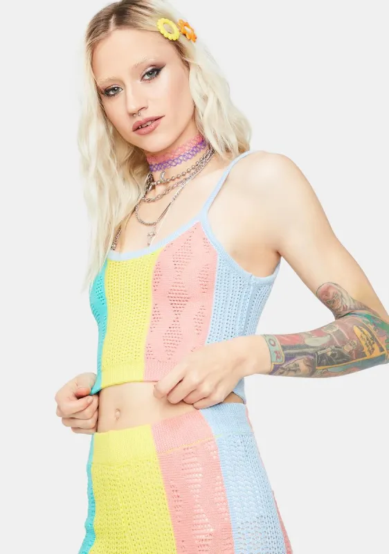 Rainbow Haze Colorblock Knit Tank sold by Dolls Kill