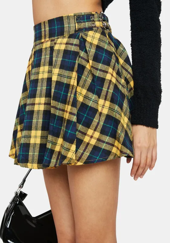 Plaid Pleated High Waist Mini Skirt sold by Dolls Kill