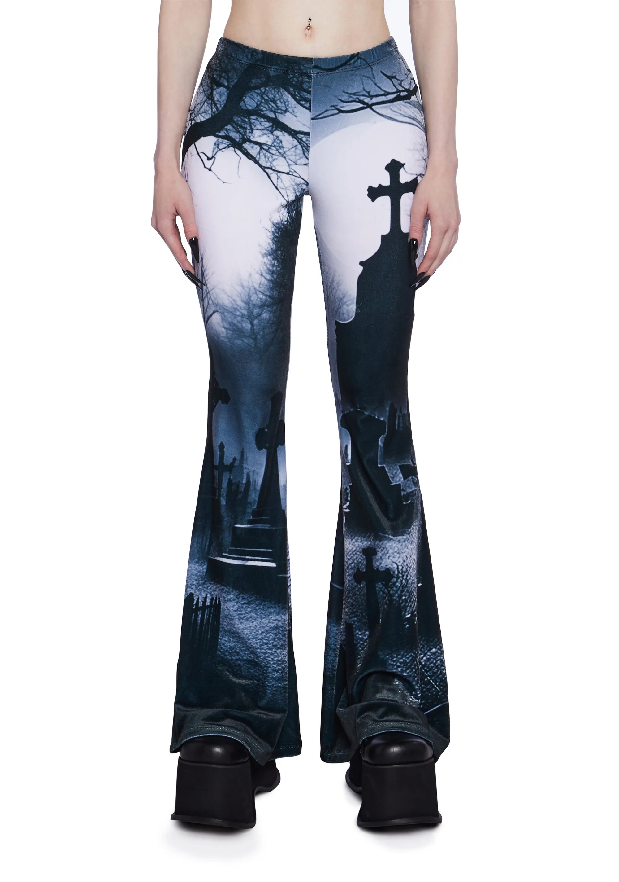 Spooky Sanctuary Flare Pants sold by Dolls Kill